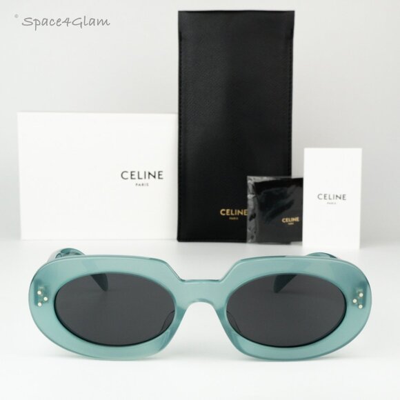 Celine Men Sunglasses CL40276U 3 DOTS 93N Light Green Grey Geometric BRAND NEW - Picture 1 of 8